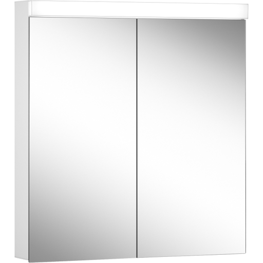 [1617M0378] Armoire de toilette LOW plus LED (anc. LOWLINE PLUS LED), LOP 70/2/LED profil en aluminium 70 x 70/74,8 x 12 cm pour montage AP ou UP prises double en bas à gauche et droite sur le profil latéral, 2 portes à double miroir, LED 1 x 17W & 1 x 11W dessus et dessous, séparément commutable et dimmable, IP44, couleur lum. blanc froid 4000K, blanc