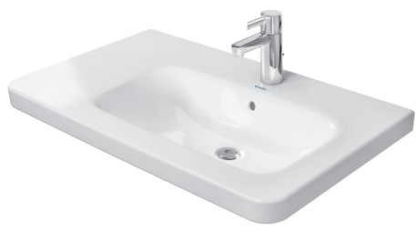 [1624C0262] Lavabo DURASTYLE 80 x 48 cm, lavabo à droite céramique, pour meuble suspendu, avec trop-plein, 1 trou robin., standard, blanc