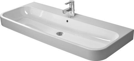 [1624C0339] Lavabo HAPPY D.2 120 x 50,5 cm, céramique pour meuble suspendu avec trop-plein, 1 trou robin., standard, blanc