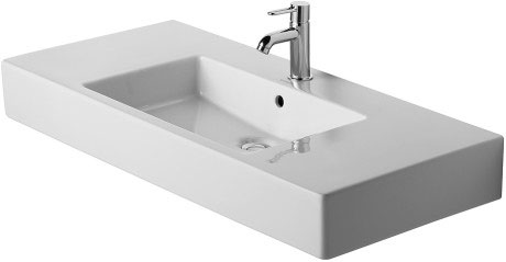 [1624C0348] Lavabo VERO 105 x 49 cm, céramique pour meuble suspendu avec trop-plein, 1 trou robin., standard, blanc