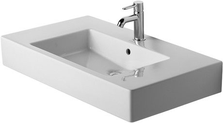 [1624C0350] Lavabo VERO 85 x 49 cm, céramique pour meuble suspendu avec trop-plein, 1 trou robin., standard, blanc