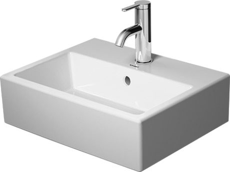 [1624C0373] Lave-mains VERO AIR 45 x 35 cm, céramique pour meuble suspendu, avec trop-plein, 1 trou robin., standard, blanc