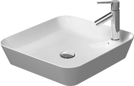 [1624C0584] Lavabo à poser CAPE COD 46 x 46 cm, céramique DuraCeram, sans trop-plein, 1 trou robin., standard, blanc