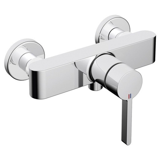[1621S0846] Mélangeur de douche BEVO E 153 mm, raccords d'arrêt 1/2" x 1/2", sans tuyau de douche et douchette groupe acoustique NT, chromeline