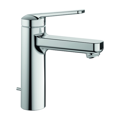 [1621C0392] Mélangeur de lavabo DOMO 6.0 eau froide par position du levier au milieu S 125 mm, goulot fixe vidage excentrique, groupe acoustique I, chromeline