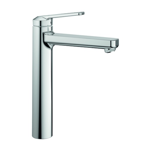 [1621C0400] Mélangeur de lavabo DOMO 6.0 S 170 mm, goulot fixe H jusqu'à aérateur 197 mm H levier ouvert 314 mm sans vidage, tuyaux de raccordement flexibles 3/8" groupe acoustique NT, chromeline