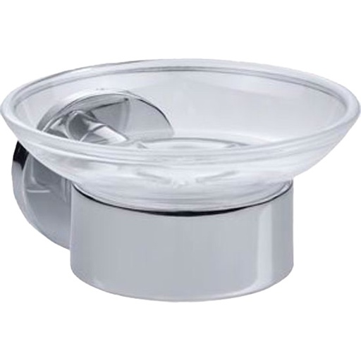[1690C0635] Porte-savon en verre TENERO 10.9 x 12.5 x 6.15 cm, verre véritable, chromé