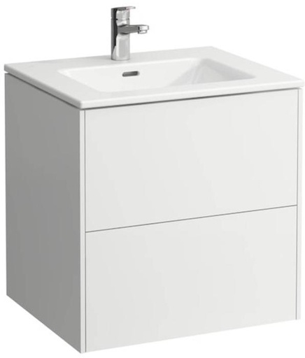[1616S3624] Combi Pack, Meuble avec lavabo PRO S Slim 60,0 x 61,0 x 50,0 cm élément à 2 tiroirs lavabo avec trop-plein inclus, 1 trou robin., standard, blanc mat