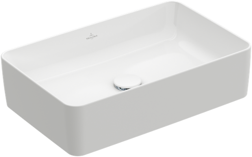 [1624S0212] Lavabo à poser COLLARO 56 x 36 cm, céramique, carrée sans trop-plein, standard, blanc