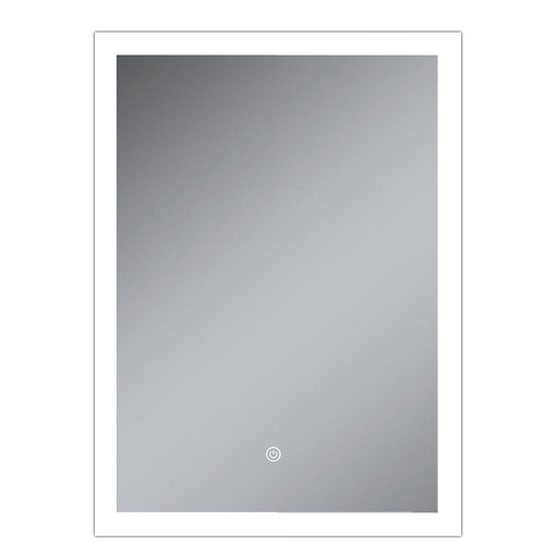 [1617C0118] Miroir LED Faro aluminium 50 X 70 X 3.3 CM, cadre en alu glace miroir de 5 mm, cadre en acrylique bicolore éclairé par des LED 3000/4500/6000 K, pose verticale ou horizontale au choix, capteur tactile pour la mise en marche et l'arrêt, avec matériel de fixation