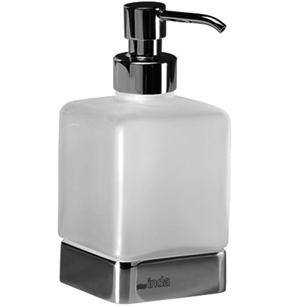 [1690C0666] Distributeur de savon NEW LEA 1800, modèle à poser réservoir en verre satiné, chromé