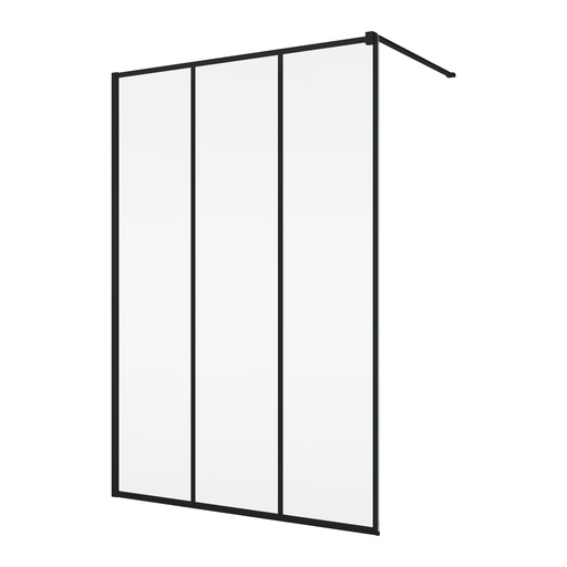 [1613C0280] Black Line, paroi fixe WALK-IN Easy Loft Industrie avec profilé mural de compensation, largeur 1000 mm, hauteur 2000 mm, verre sécurit 8 mm, finition Noir mat