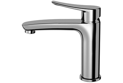 [1621C0819] Mélangeur de lavabo ACTIVO S 140 mm, goulot fixe vidage excentrique, tuyaux de raccordement flexibles 3/8" groupe acoustique NT, chromeline