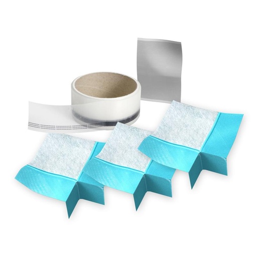 [1614C0450] MEPA- AQUAPROOF 3D set complémentaire pour baignoires/receveurs de douche au niveau de sol, acier, acrylique et coulée minérale, angles 3D préformés 3 pièce, angles 3D 1 pièce de connexion, 1 bande de séparation 2.60 m