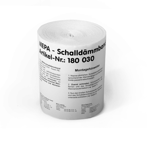 [1614C0513] Profil insonorisant MEPA rouleau 3,3 m, largeur 120 mm autocollant, pour baignoires acier et matière synthétique