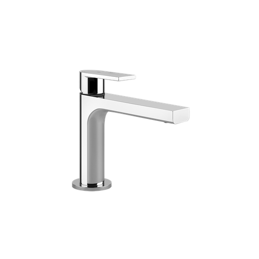 [1621C0903] Mélangeur de lavabo VIA MANZONI S 128 mm, goulot fixe EcoGreen eau froide par position du levier au milieu sans vidage, tuyaux de raccordement flexibles 3/8", groupe acoustique I, débit 5 l/min, chromé