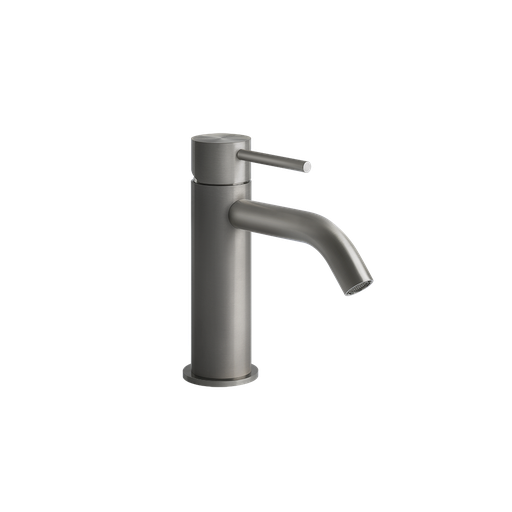 [1621C0942] Mélangeur de lavabo GESSI 316 FLESSA, S 123 mm, goulot fixe sans vidage, tuyaux de raccordement flexibles 3/8", 239 acier inoxydable brossé