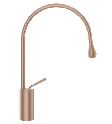[1621C0974] Mélangeur de lavabo GOCCIA S 285 mm, goulot orientable H jusqu'à aérateur 241 mm, sans vidage, tuyaux de raccordement flexibles 3/8", groupe acoustique NT, 125 Copper Brushed GHRC