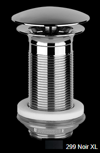 [1621C1029] Vidage Diam. 63 mm, capuchon 72 mm, EMPORIO, G 1-1/4", H 100 mm, toujours ouvert, sans trop-plein, 299 noir XL