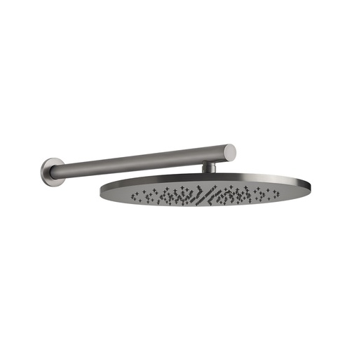 [1621C1045] Douche de tête ronde GESSI 316 Diam. 355 mm, 1/2" avec bras mural de douche 1/2", L 50,0 cm avec rosace ronde, 3 bar, débit 12 l/min, 239 acier inoxydable brossé
